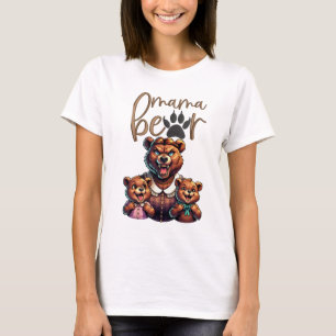 Funny Growling Mama Bear Cute Cubs T-Shirt
