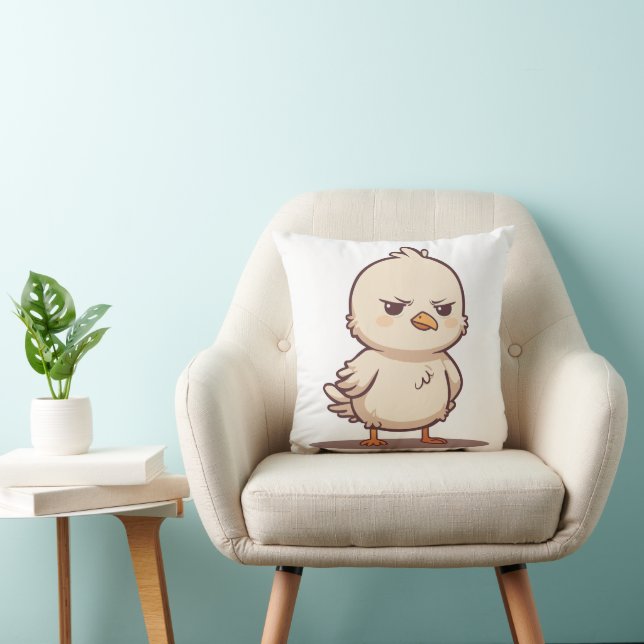 Funny Grumpy Baby Bird Kawaii Cartoon Cushion (Chair)