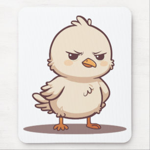 Funny Grumpy Baby Bird Kawaii Cartoon Mouse Pad