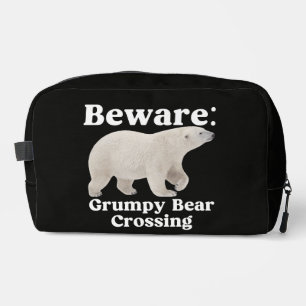 Funny Grumpy Bear Crossing Road Sign Design Dopp Kit