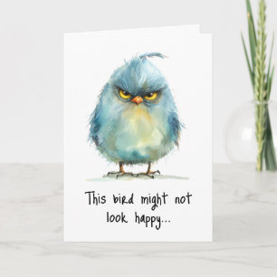Funny Grumpy Bird Morning Face Greeting Card