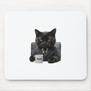 Funny Grumpy Boss Cat Mouse Pad – Office Desk Mat