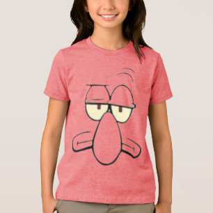 Funny Grumpy Cartoon Face Kids Pink T-Shirt Tri-Blend Shirt