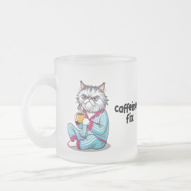 Funny Grumpy Cat Frosted Mug w/ Your Name-editable (Left)