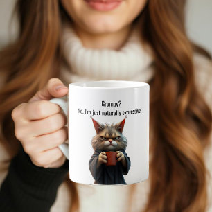 Funny Grumpy cat in a Robe and Coffee Coffee Mug
