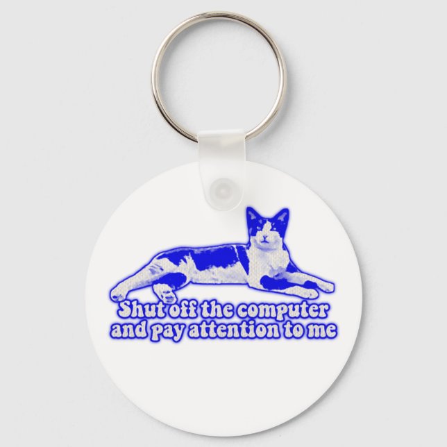 Funny grumpy cat meme for cat owners & lovers key ring (Front)