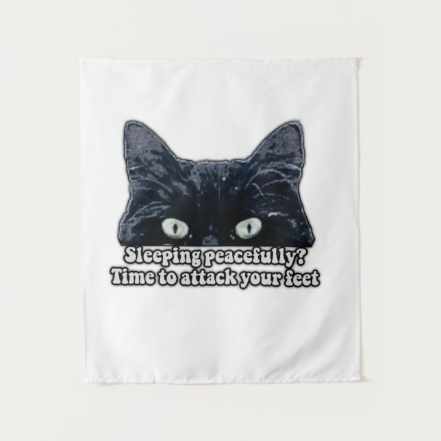 Funny grumpy cat meme for kitten owners &cat lover tapestry (Front)