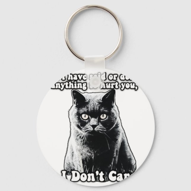 Funny grumpy cat meme for kitten persons & owners key ring (Front)