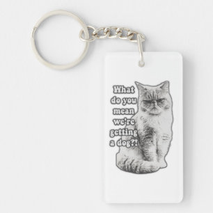 Funny grumpy cat meme for kitty lovers and owners key ring