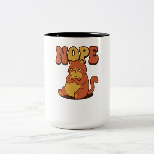 Funny Grumpy Cat "NOPE" Coffee Mug - Cat Lover Gif (Center)