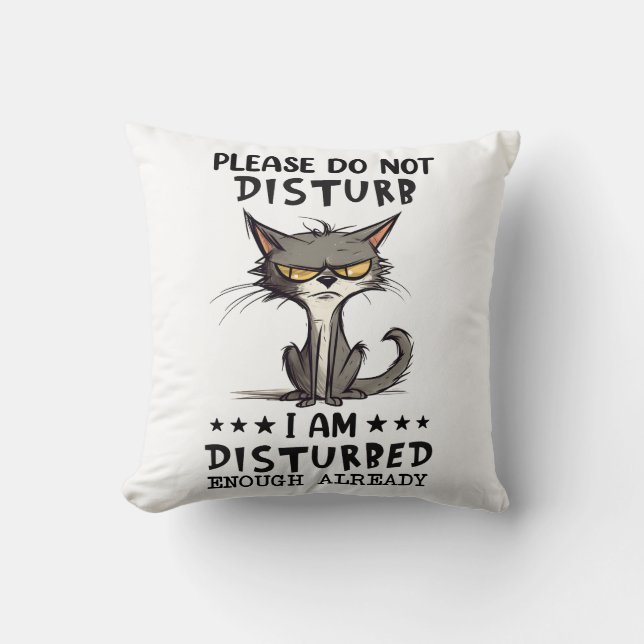 Funny Grumpy Cat Saying Cushion (Front)