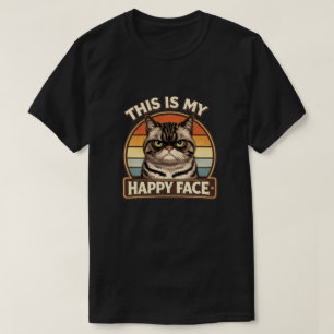 Funny Grumpy Cat "This Is My Happy Face" Vintage  T-Shirt