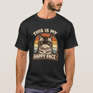 Funny Grumpy Cat "This Is My Happy Face" Vintage T-Shirt