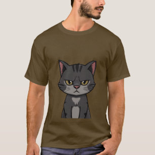 Funny Grumpy Charcoal Tabby Cat Sassy Stare 🐾😒 T-Shirt
