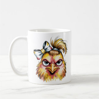 Funny Grumpy Chicken Bow Coffee Mug Sassy