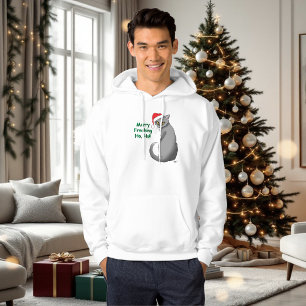 Funny Grumpy Christmas Grey Cat Holiday Humour Hoodie