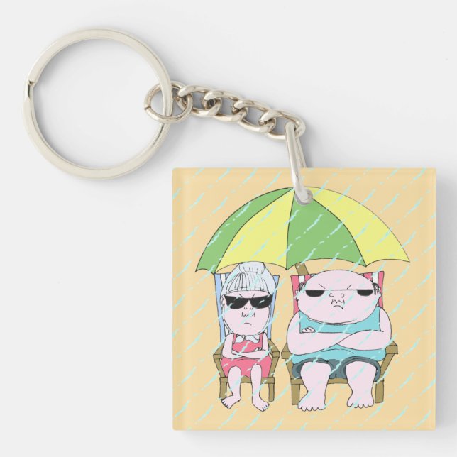 Funny Grumpy Couple at the Beach Key Ring (Front)