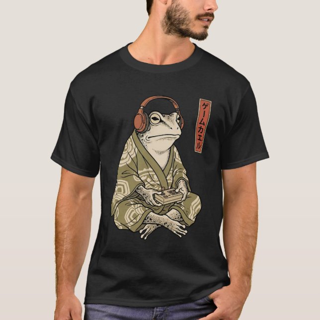 Funny Grumpy Frog Japanese Art Ukiyo-e T-Shirt (Front)