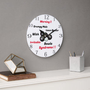 Funny Grumpy Male Lawn Bowler, Wall Clock