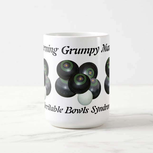 Funny Grumpy Man At Lawn Bowls Design,   Coffee Mug (Center)