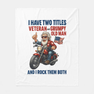 Funny Grumpy Old Man Veteran Motorcycle Fleece Blanket