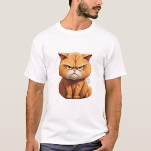 Funny Grumpy Orange Cat 3D Cartoon Moody Kitten T-Shirt
