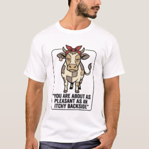 Funny Grumpy Patchwork Cow Vintage T-Shirt Design_
