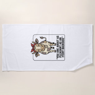 Funny Grumpy Patchwork Cow Vintage T-Shirt Design_ Beach Towel
