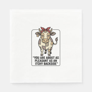 Funny Grumpy Patchwork Cow Vintage T-Shirt Design_ Napkin