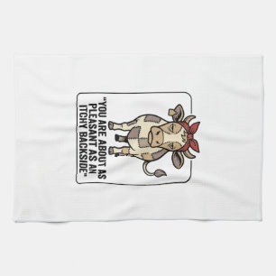 Funny Grumpy Patchwork Cow Vintage T-Shirt Design_ Tea Towel