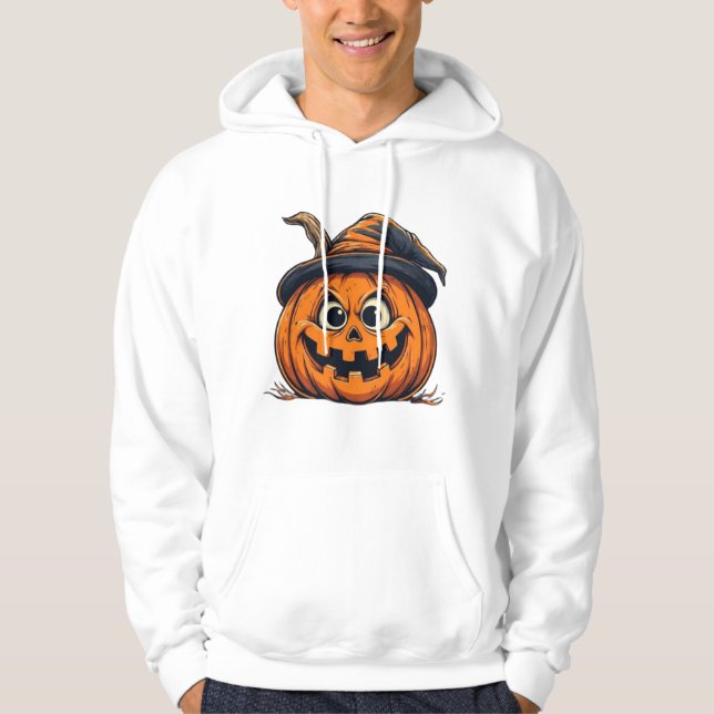 Funny Grumpy Pumpkin Halloween Design Hoodie (Front)