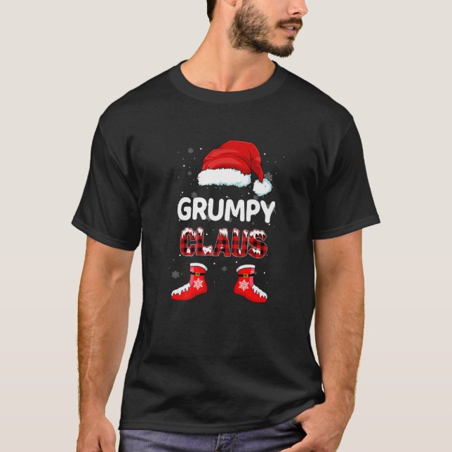 Funny Grumpy Santa Claus Christmas Matching Family T-Shirt (Front)