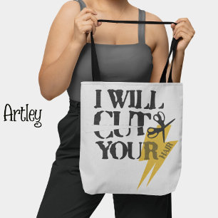 Funny Grunge Hair Stylist Dresser Scissors Gray Tote Bag