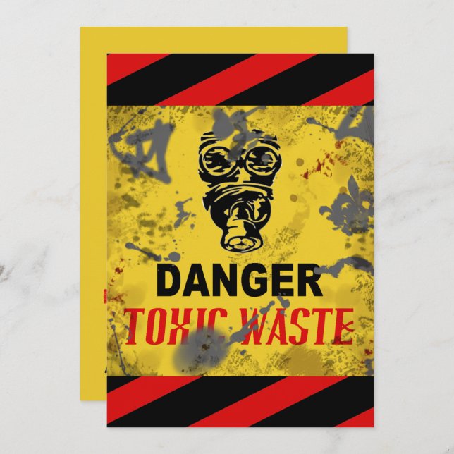 Funny Grunge Toxic Waste Halloween Invitation (Front/Back)