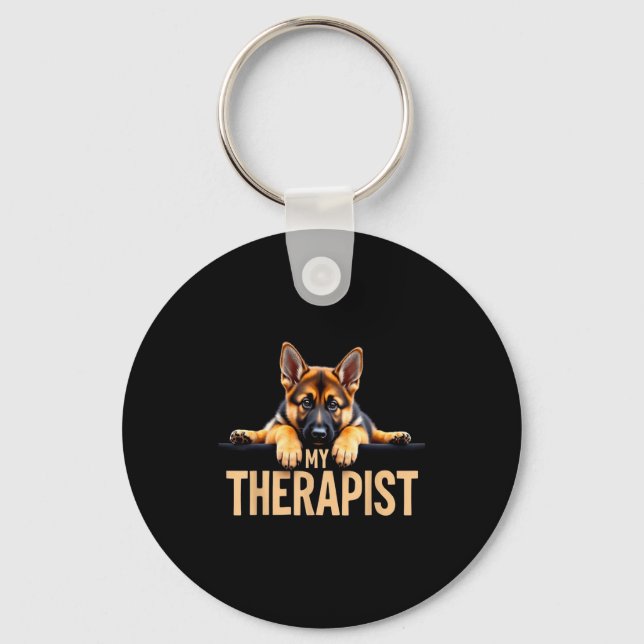 Funny Gsd Shep Puppy My Therast German Shepherd Do Key Ring (Front)