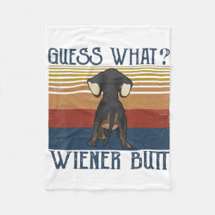 Funny Guess What Wiener Butt Gift Dachshund Love Fleece Blanket