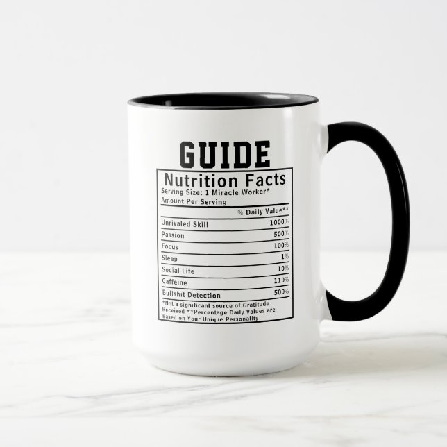 Funny Guide Nutrition Facts Instructor Worker Gift Mug (Right)