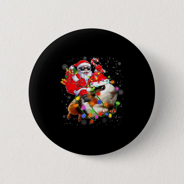 Funny Guinea G Christmas Santa Hat Xmas Lights  6 Cm Round Badge (Front)
