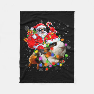 Funny Guinea G Christmas Santa Hat Xmas Lights  Fleece Blanket
