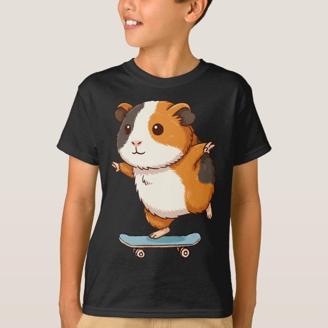 Funny Guinea G Skater Skateboard Ballerina Zoo Boy T-Shirt (Front)