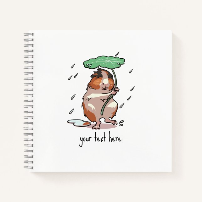 Funny Guinea Pig Add Your Text Umbrella Cartoon Notebook (Front)
