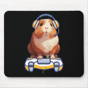 Funny Guinea Pig And Video Gamer Lover Fluffy Cavy Mouse Pad