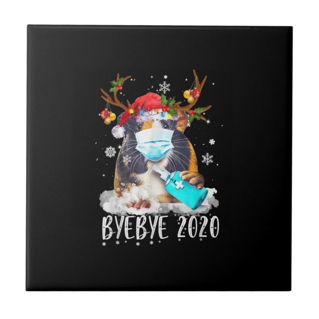 Funny Guinea Pig Christmas Face Mask Bye Bye 2020 Tile (Front)