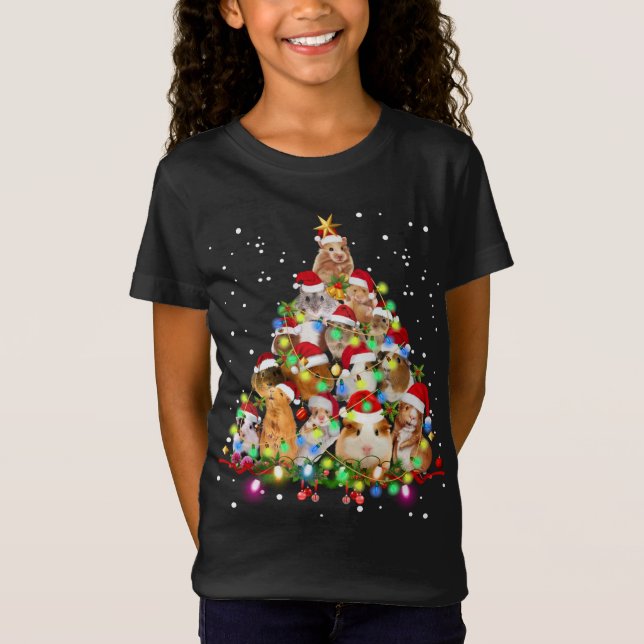 Funny Guinea Pig Christmas Tree Ornament Decor T-Shirt (Front)