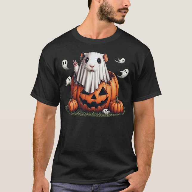 Funny Guinea Pig Ghost Boo Halloween Womens Mens K T-Shirt (Front)