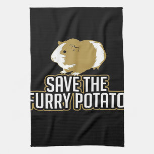 Funny Guinea Pig Lovers Save The Furry Potato Tea Towel