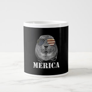 Funny Guinea Pig Merica Patriotic Usa Flag Glasses Large Coffee Mug