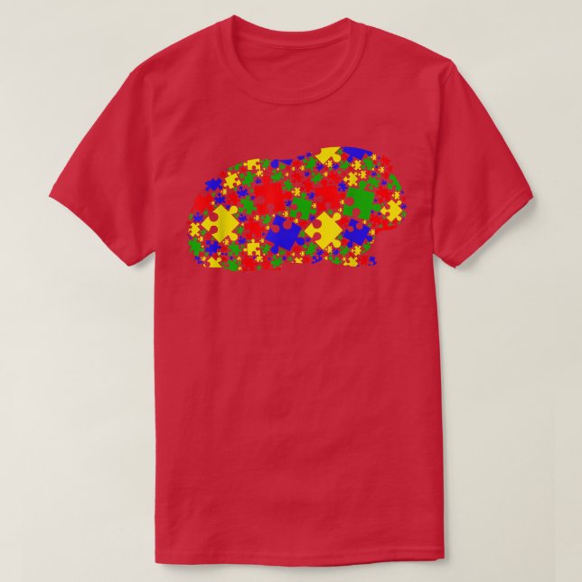 Funny Guinea pig Puzzle Animals Lover Autism Aware T-Shirt (Design Front)