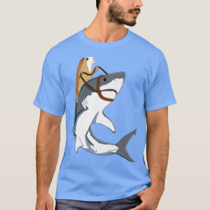Funny Guinea Pig Riding Shark  T-Shirt