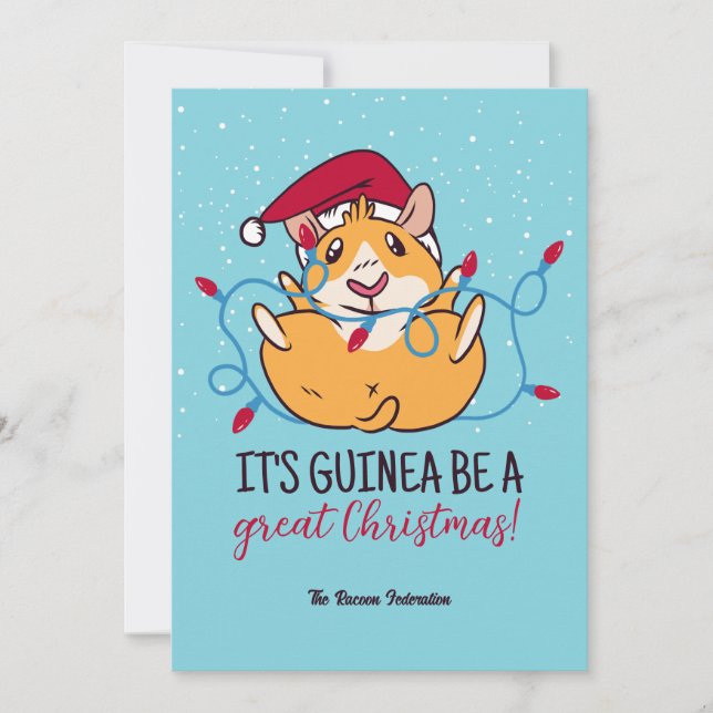 Funny Guinea Pig Santa Winter Holiday Christmas Card (Front)